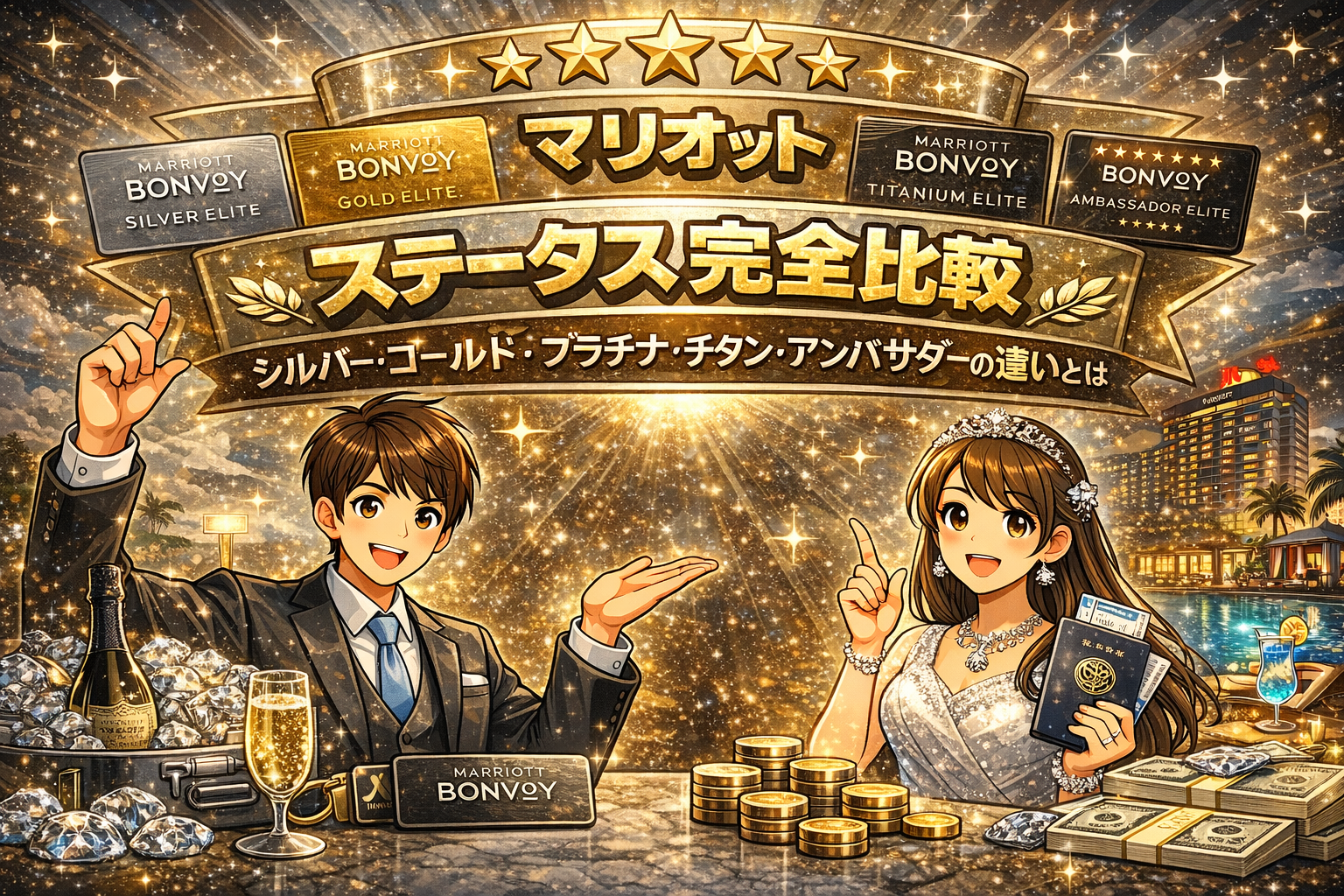 マリオットステータス完全比較｜シルバー・ゴールド・プラチナ・チタニウム・アンバサダーの違いとは